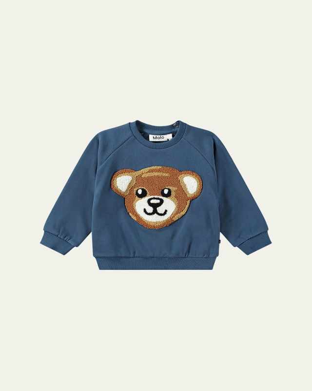 Boy's Disc Embossed Bear Sweatshirt, Size Newborn-18M