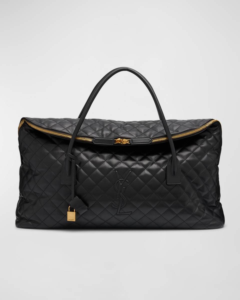 ES Giant Travel Bag in Smooth Quilted Leather with Gold Hardware