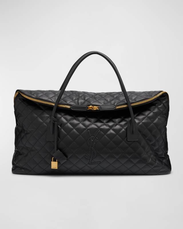ES Giant Travel Bag in Smooth Quilted Leather with Gold Hardware