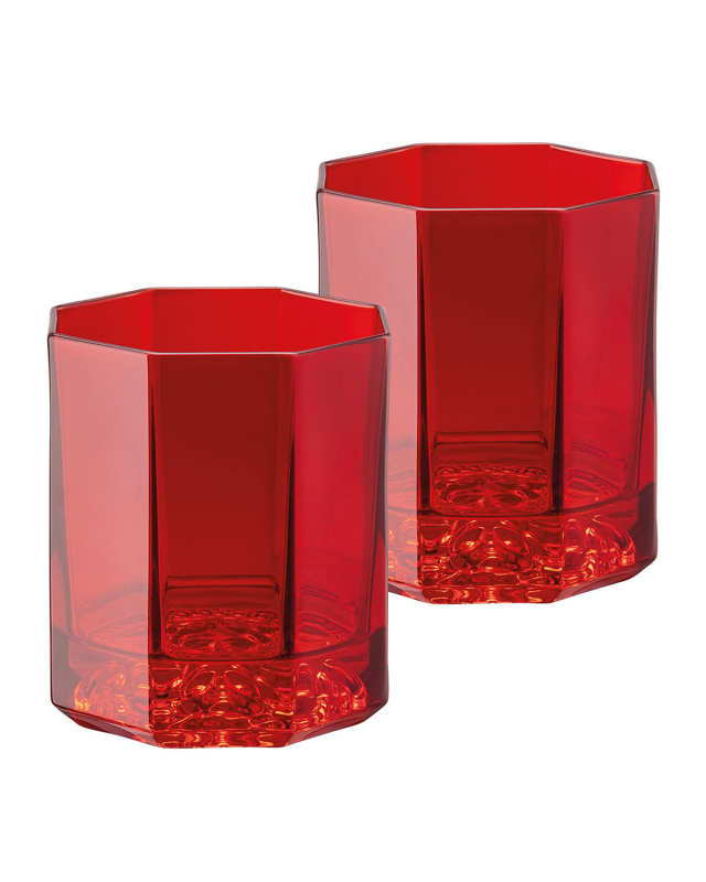Medusa Lumiere Red Whiskey Double Old Fashioned Glasses, Set of 2