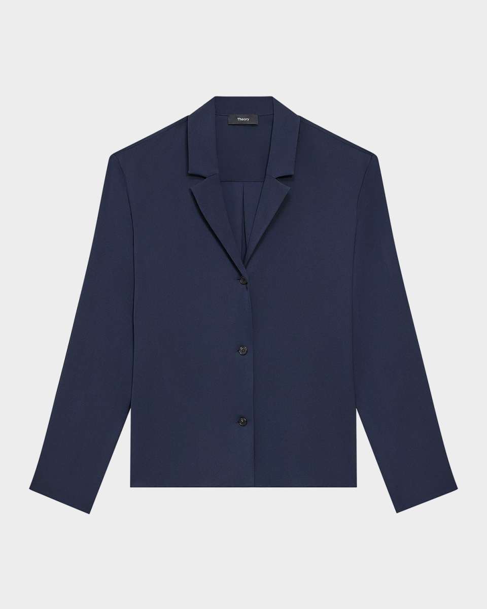 Modern Silk Georgette Lapel-Collar Blous