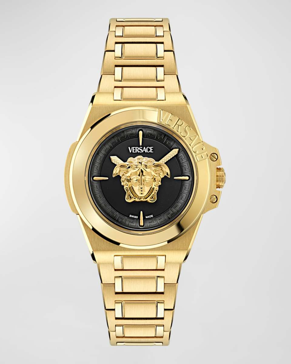 37mm Versace Hera Watch with Bracelet strap, Yellow Gold/Black