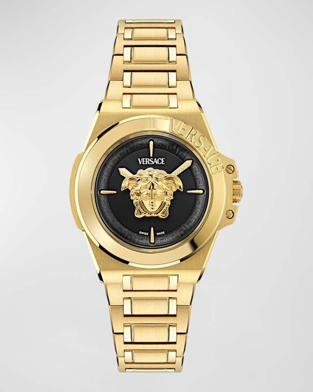 37mm Versace Hera Watch with Bracelet strap, Yellow Gold/Black