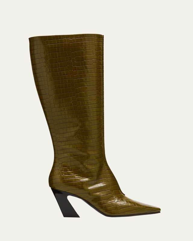 Lewis Croco Knee Boots