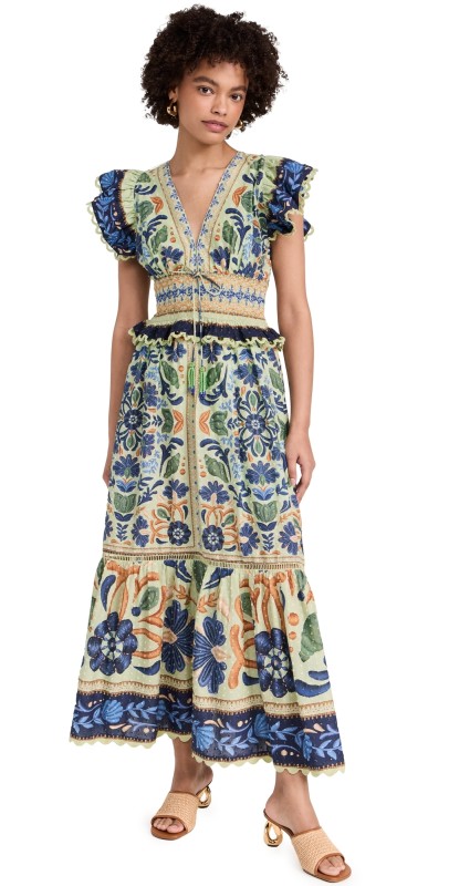 FARM Rio Ocean Tapestry Green Maxi Dress Ocean Tapestry Green