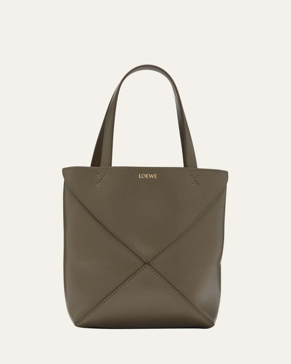 Puzzle Fold Mini Tote Bag in Shiny Leather