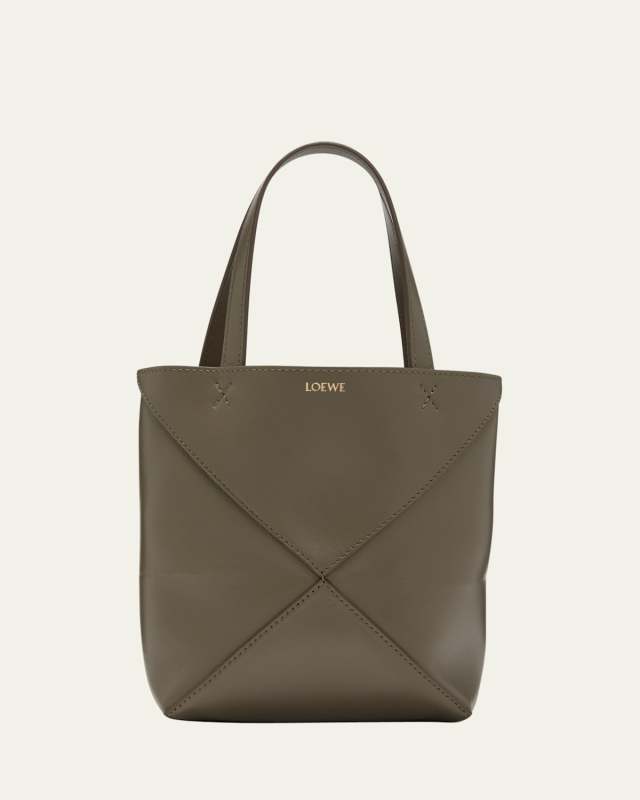 Puzzle Fold Mini Tote Bag in Shiny Leather