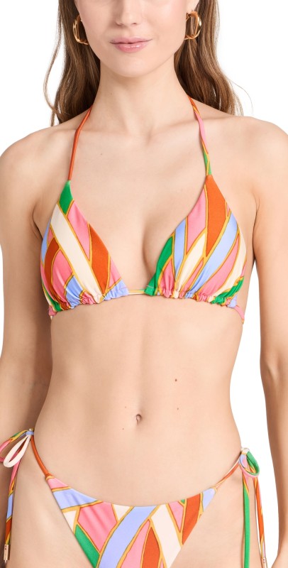 Cult Gaia Estella Bikini Top Vintage Stripe Print