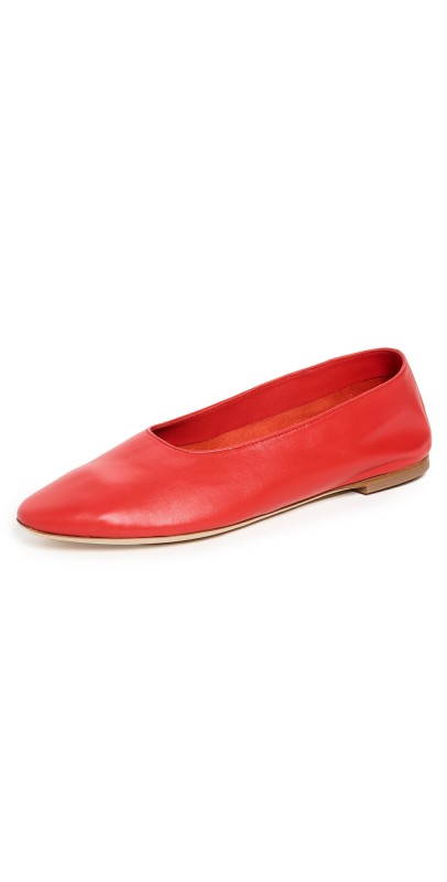 STAUD Alba Ballet Flats Red Rose