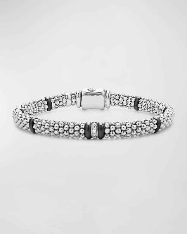 Sterling Silver Black Caviar Diamond Bracelet