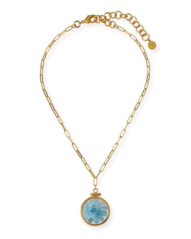 Aquamarine Stone Shaker Pendant Necklace