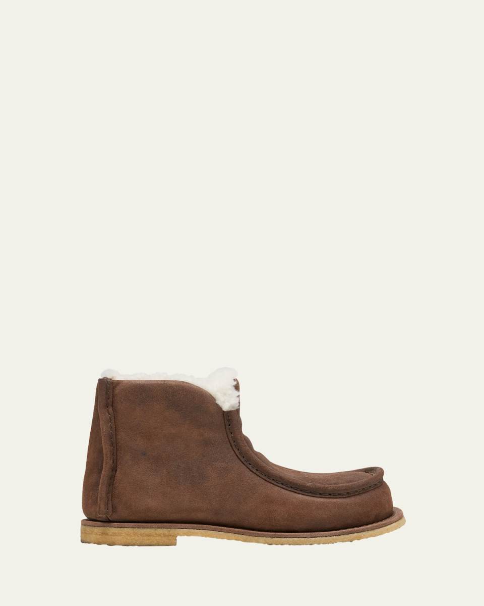 Suede Shearling Ankle Boots