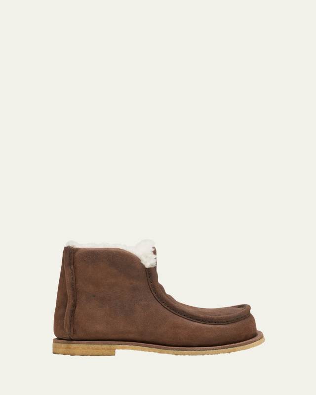 Suede Shearling Ankle Boots