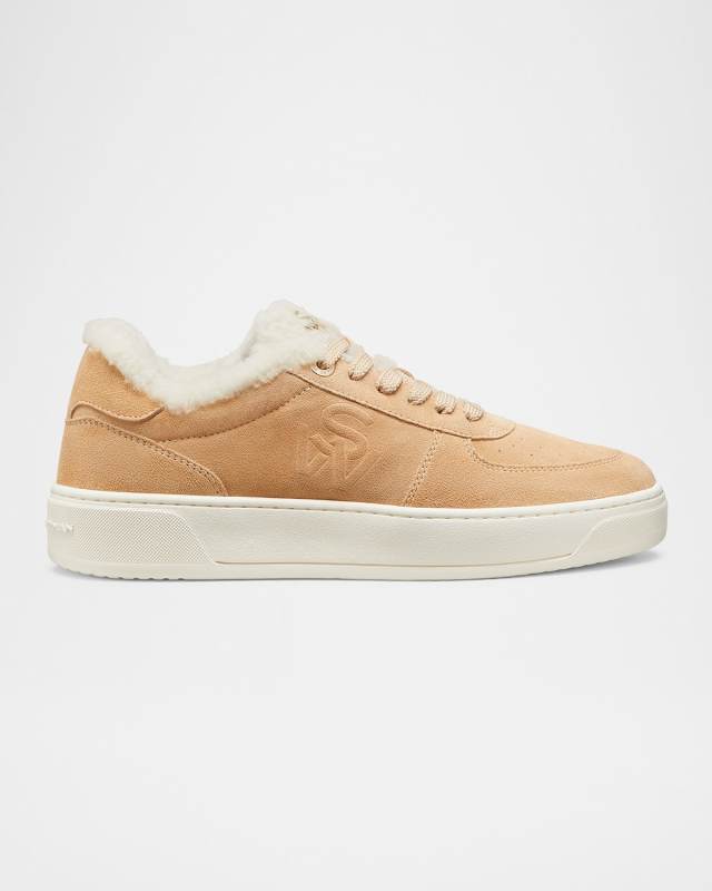 Courtside Suede Shearling Low-Top Sneakers