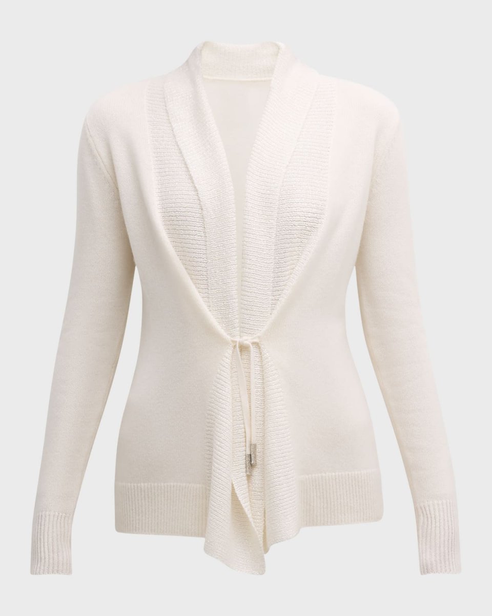 Cashmere Sequined Front Tie Cardigan