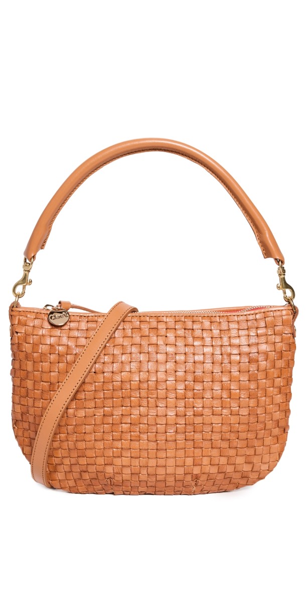 Clare V. Petit Moyen Messenger Bag Natural Woven Checker