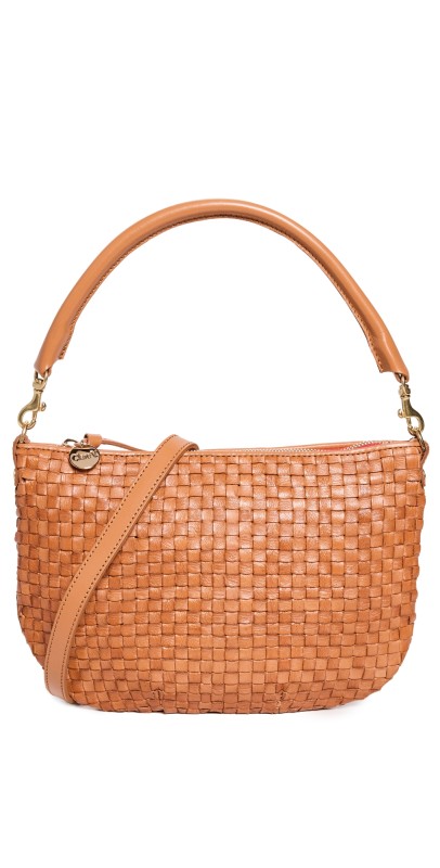 Clare V. Petit Moyen Messenger Bag Natural Woven Checker