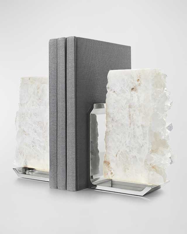 Fim Geo Quartz and Aluminum Bookends