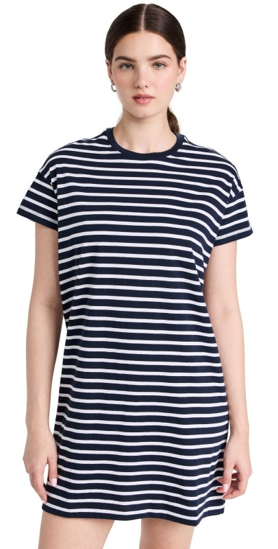 ATM Anthony Thomas Melillo Classic Jersey Stripe T-Shirt Dress Navy/White