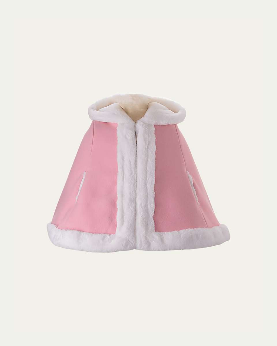 Girl's Faux Fur Trim Cape, Size 2-8