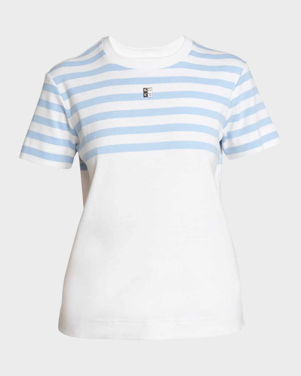 Striped Top T-Shirt with 4G Logo Detai