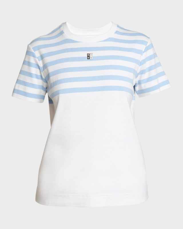 Striped Top T-Shirt with 4G Logo Detai