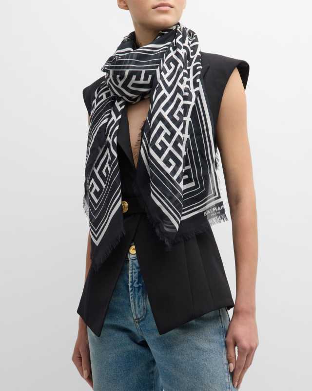 Monogram Wool-Modal Scarf