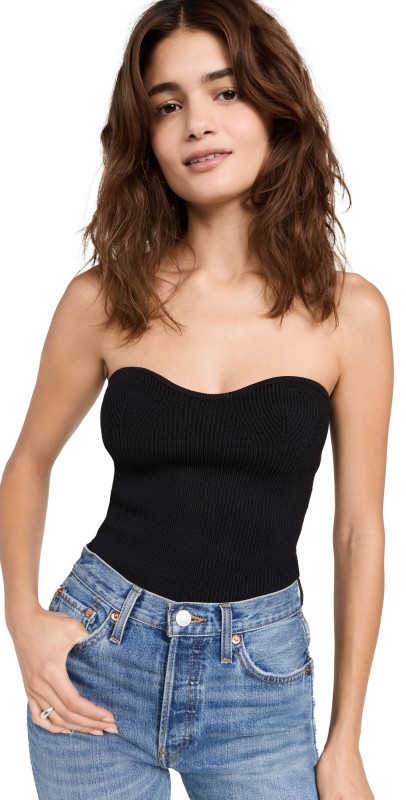 Pixie Market Cass Knit Bustier Top Black