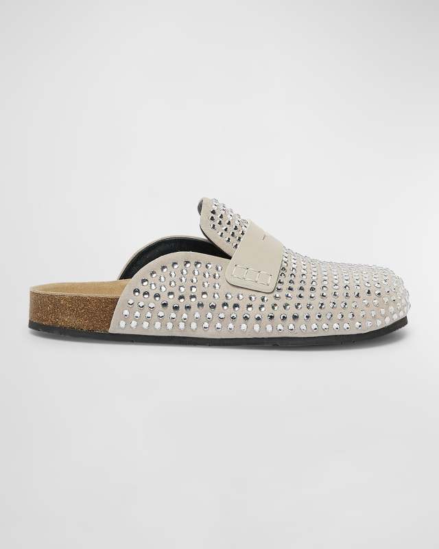 Crystal Suede Penny Loafer Mules