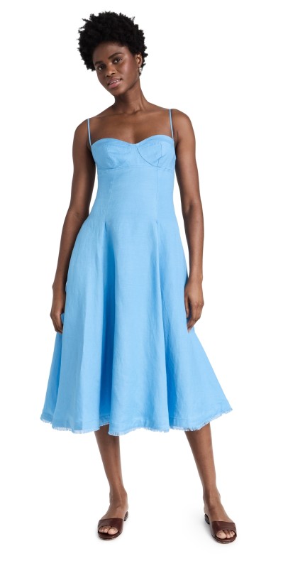 SIMKHAI Analise Bustier Midi Dress Pacific