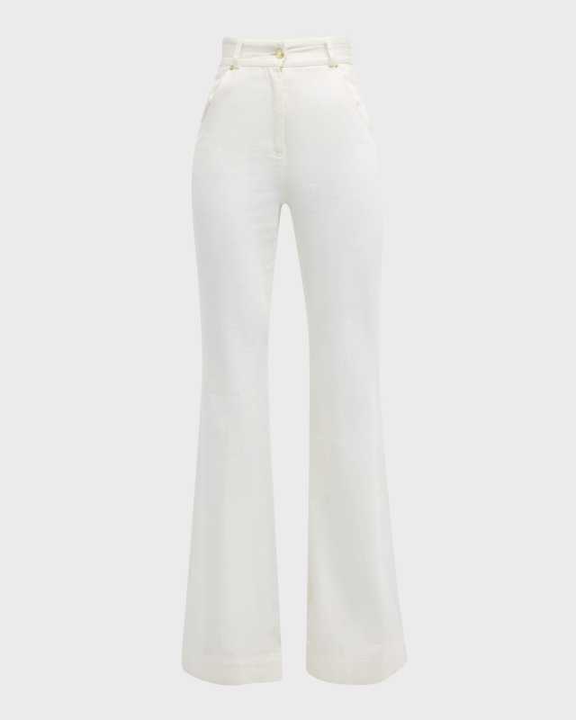 High-Rise Flared Denim Trousers