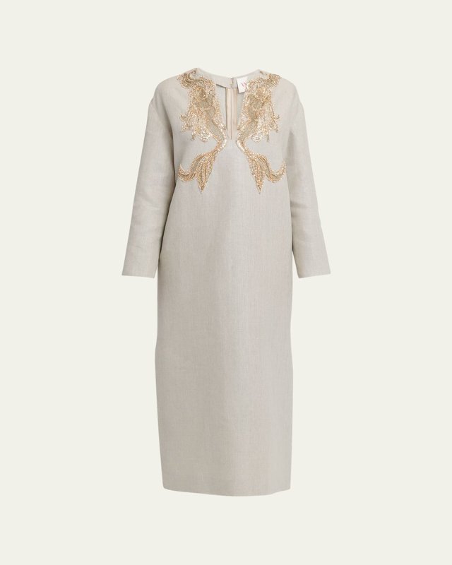 Crystal Embroidered Tunic Midi Dress