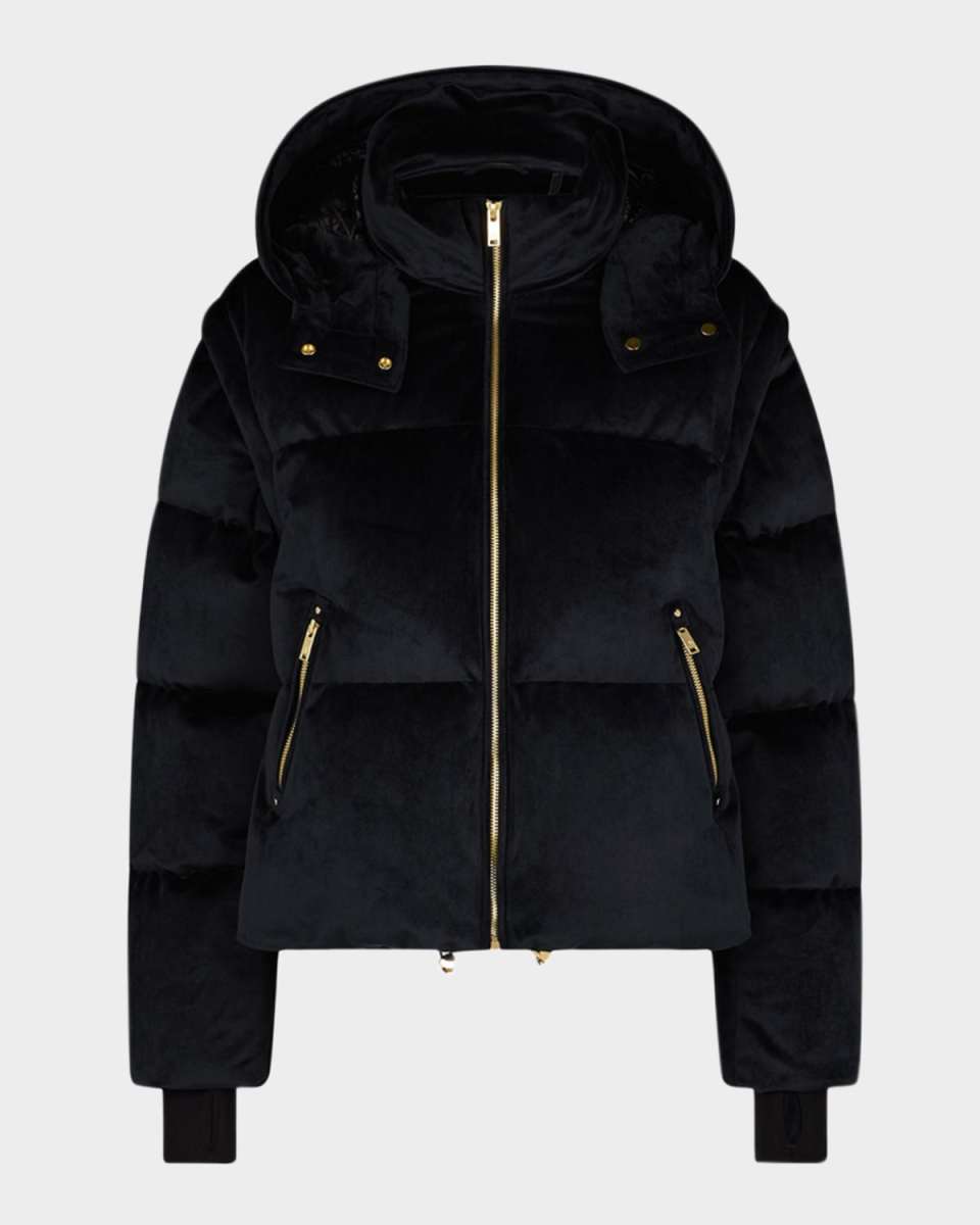 Misti Velour Puffer Jacket with Gold Hardw