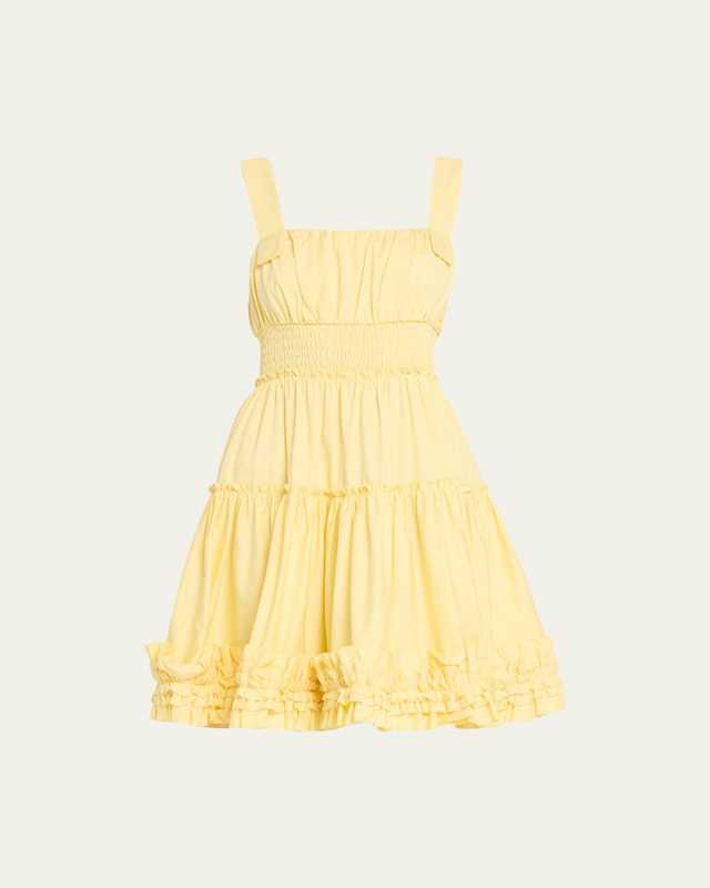 Ruffle Cotton Mini Shirtdress