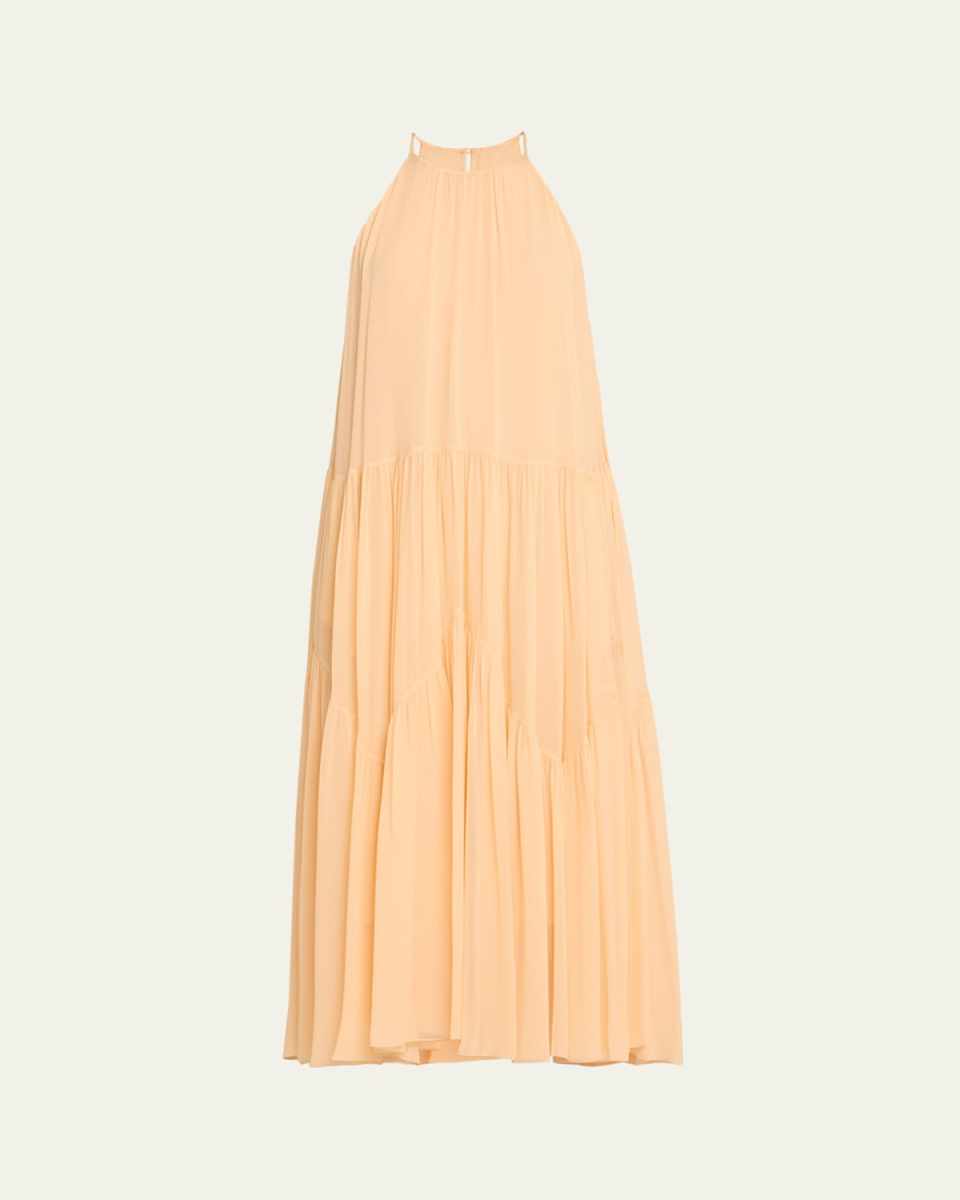 Silk Georgette Tiered Midi Dress