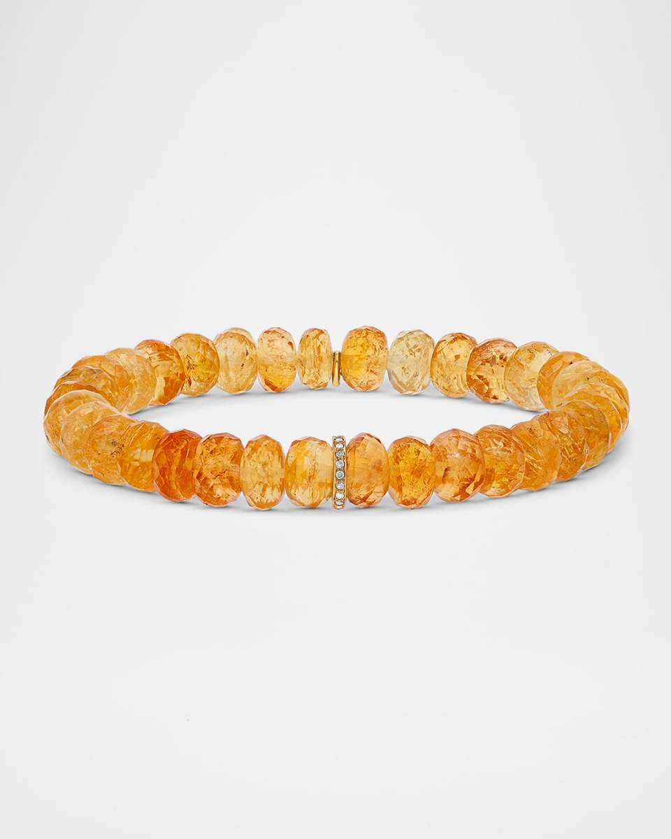 Imperial Topaz 8mm Bead Bracelet with 1 Diamond Rondelle