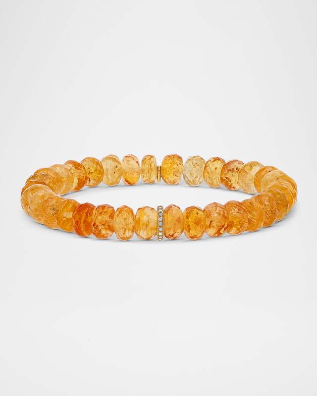 Imperial Topaz 8mm Bead Bracelet with 1 Diamond Rondelle