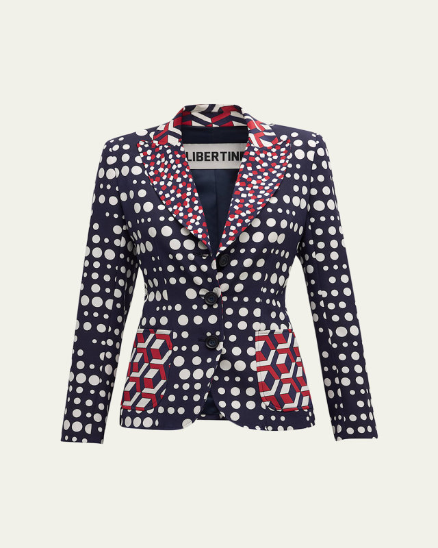 Red White and Blue Mash Up Blazer Jacket