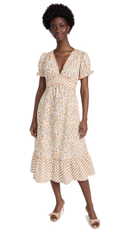 Lost + Wanderpringunrise Midi Dress Yellow Multi Floral