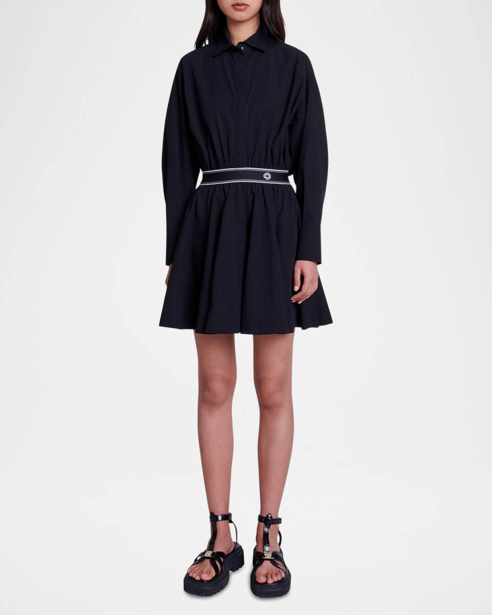 Ratia Logo-Band Pleated Mini Shirtdress