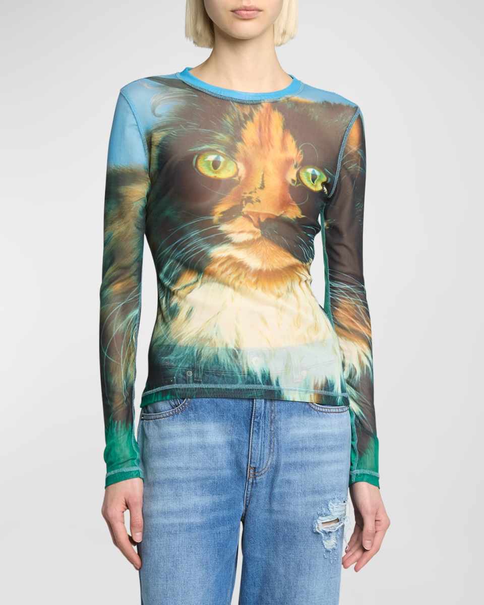 Cat Print Underpinning Top