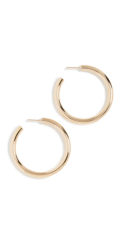Jennifer Zeuner Jewelry Lou Medium Hoop Earrings Yellow Vermeil