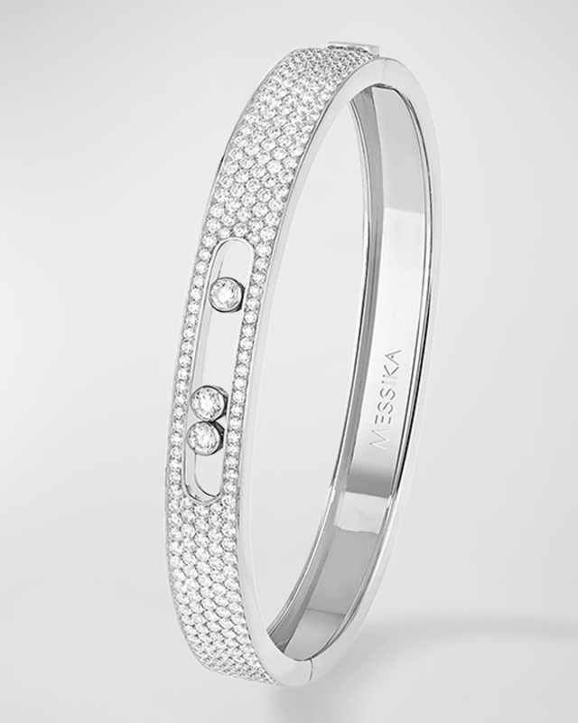 18K White Gold Move Diamond Bangle
