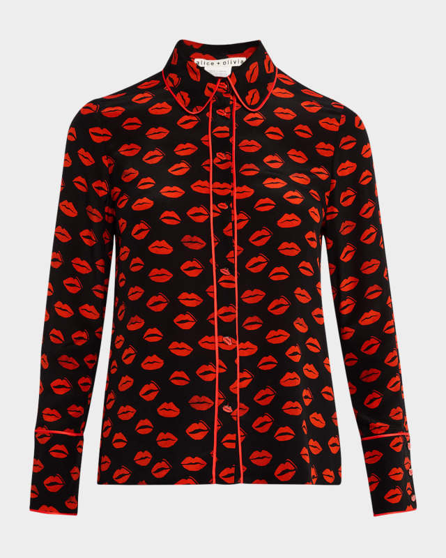 Kiss Kiss Willa Wide Cuff Placket Top with Piping