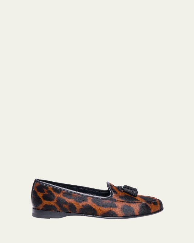 Andrea Leopard Calf Hair Loafers