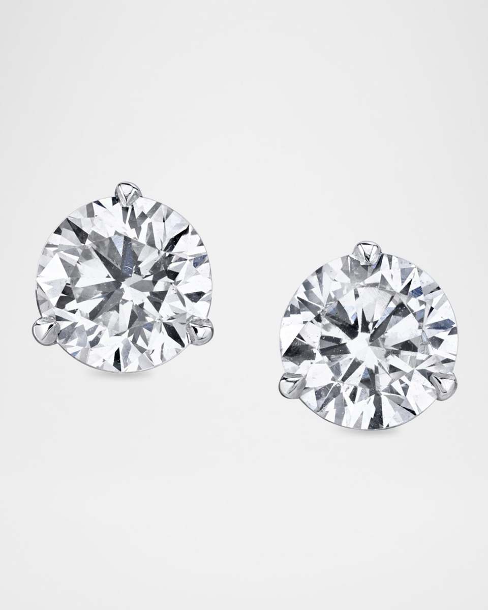 18K White Gold Martini Diamond Stud Earrings, 2.00tcw, 0.26"L / 0.26"W