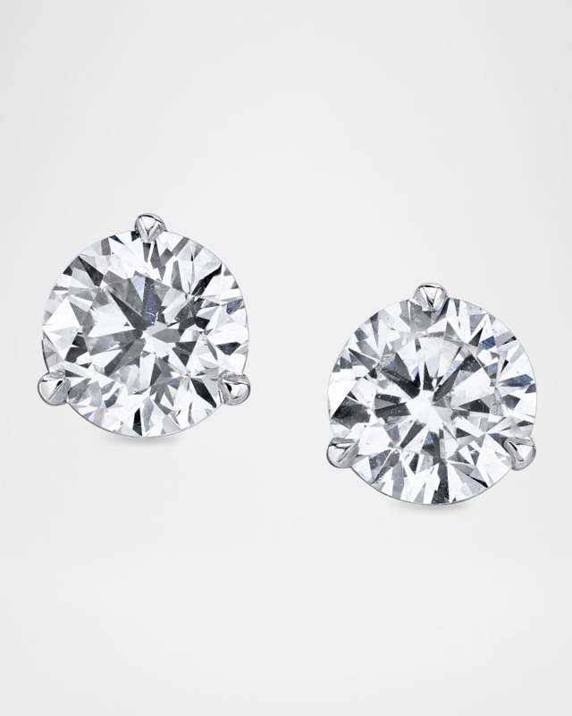 18K White Gold Martini Diamond Stud Earrings, 2.00tcw, 0.26"L / 0.26"W