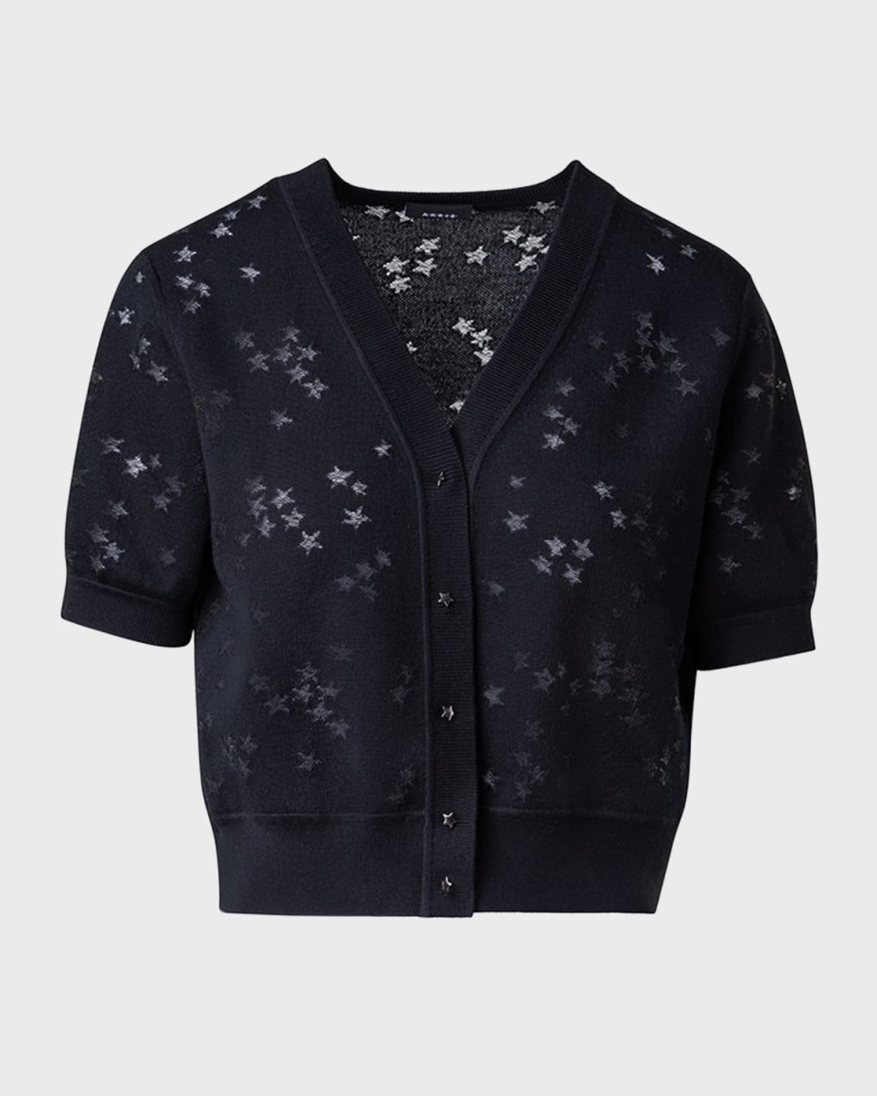 Star Intarsia Wool-Silk Crop Cardigan