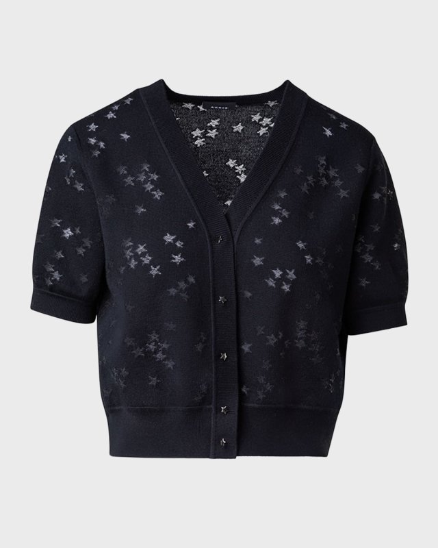 Star Intarsia Wool-Silk Crop Cardigan