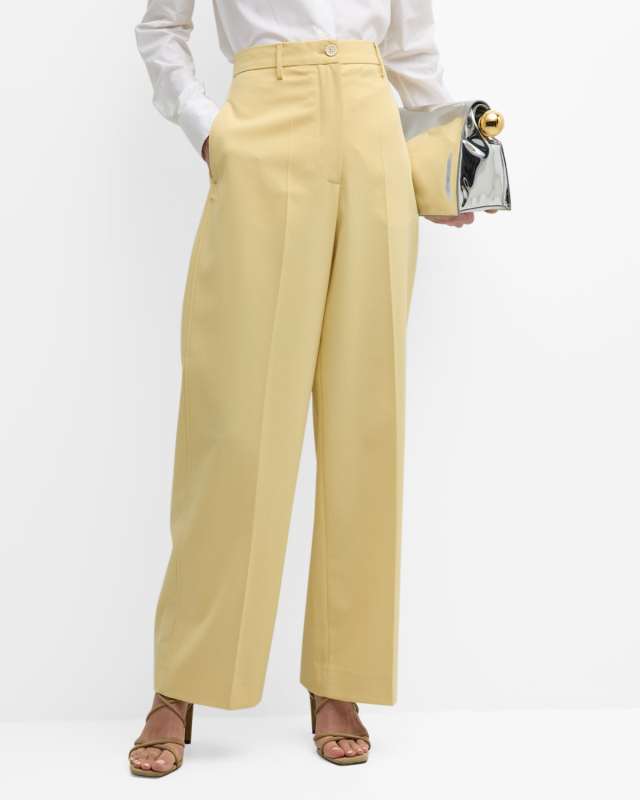 High-Rise Wide-Leg Techno Trousers